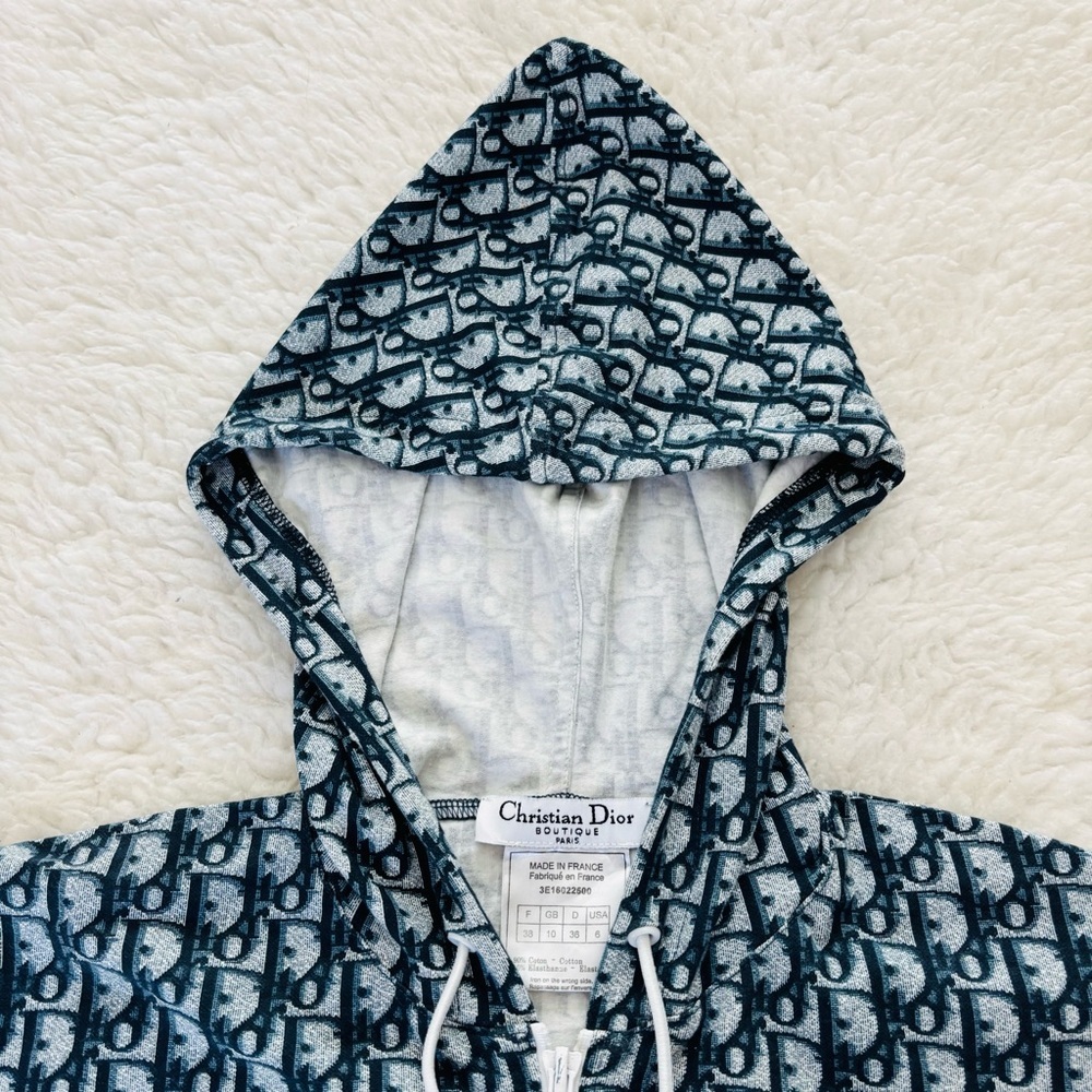 Christian Dior Vintage Trotter Blue/White Hoodie Jacket EU 38 US 6 - Picture 3 of 16